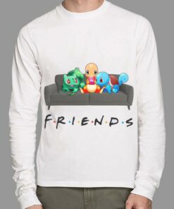 Original Friends Pokemon On Sofa Shirt, Charmander, Bulbasaur, Squirtle 5