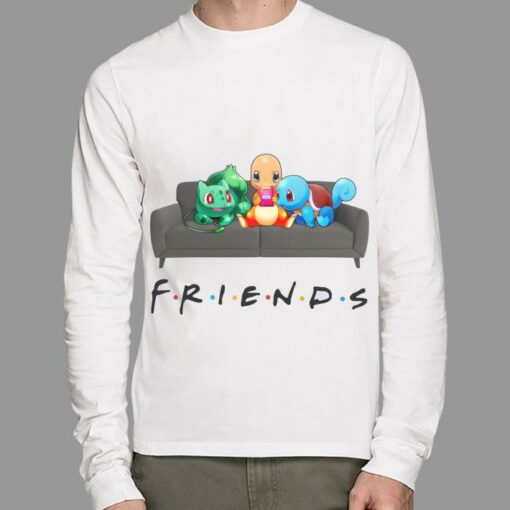 Original Friends Pokemon On Sofa Shirt, Charmander, Bulbasaur, Squirtle 2