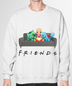 Original Friends Pokemon On Sofa Shirt, Charmander, Bulbasaur, Squirtle 6