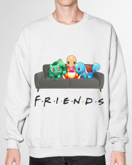 Original Friends Pokemon On Sofa Shirt, Charmander, Bulbasaur, Squirtle 3