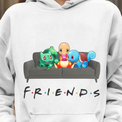 Original Friends Pokemon On Sofa Shirt, Charmander, Bulbasaur, Squirtle 4
