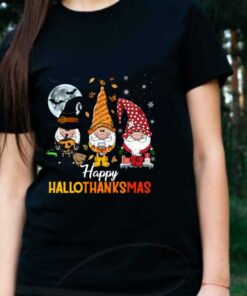 Gnomes Witch Gnomes Santa Claus Hallothanksmas Shirt, Halloween Gnomes Witch Pumpkin Happy Hallothanksmas Shirt 5