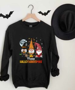 Gnomes Witch Gnomes Santa Claus Hallothanksmas Shirt, Halloween Gnomes Witch Pumpkin Happy Hallothanksmas Shirt 6