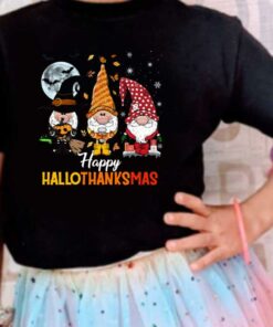 Gnomes Witch Gnomes Santa Claus Hallothanksmas Shirt, Halloween Gnomes Witch Pumpkin Happy Hallothanksmas Shirt 7