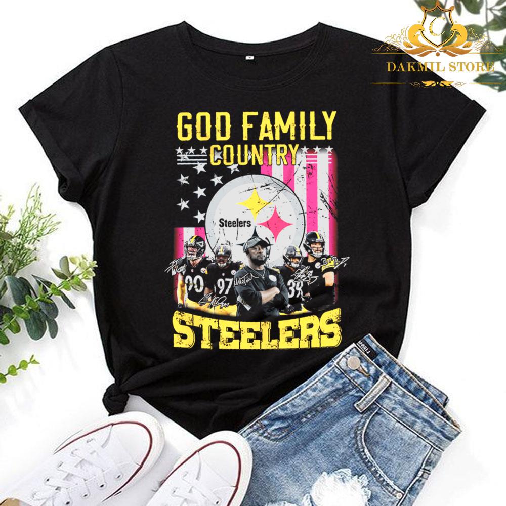 God Family Country Pittsburgh Steelers Signatures Shirt