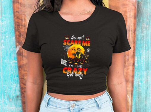Halloween Cat Shirt, You Can't Scare Me I'm The Crazy Cat Lady Halloween For Men Shirt 2