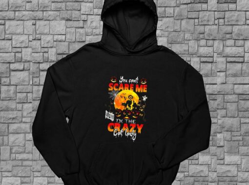Halloween Cat Shirt, You Can't Scare Me I'm The Crazy Cat Lady Halloween For Men Shirt 4