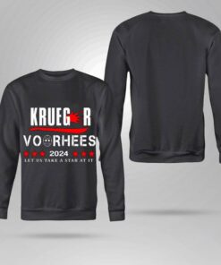 Funny Halloween Krueger Voorhees 2024 let us take a stab at it shirt, Jason Voorhees, Freddy Krueger 7