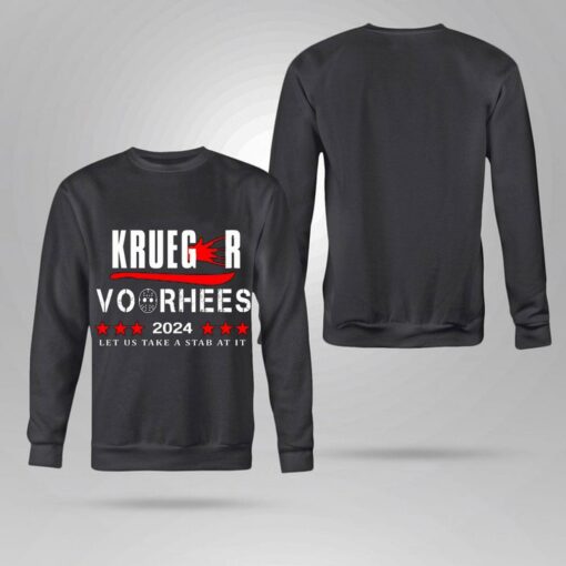 Funny Halloween Krueger Voorhees 2024 let us take a stab at it shirt, Jason Voorhees, Freddy Krueger 4