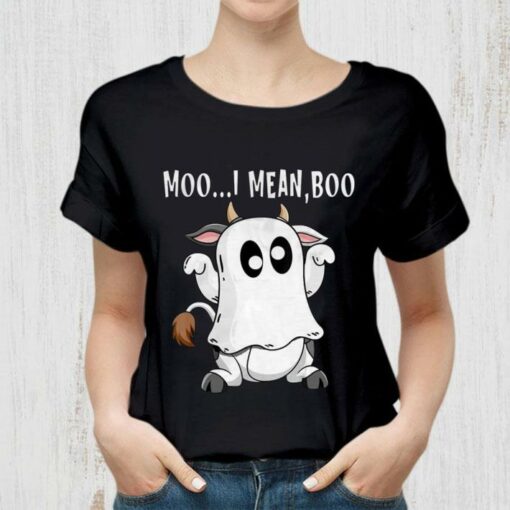 Funny Halloween Moo I Mean Boo Ghost Cow shirt 2