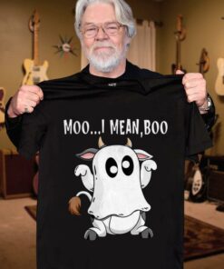 Funny Halloween Moo I Mean Boo Ghost Cow shirt 6