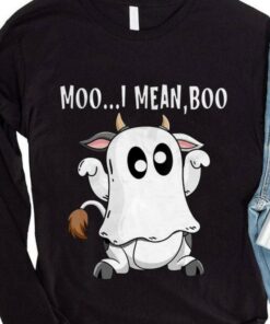 Funny Halloween Moo I Mean Boo Ghost Cow shirt 7