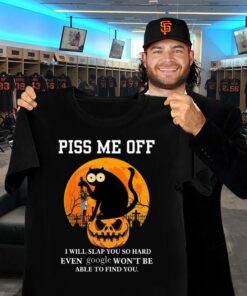 Official Halloween black cat knife piss me off i will slap you so hard even google won't be able to find you shirt 5
