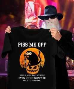 Official Halloween black cat knife piss me off i will slap you so hard even google won't be able to find you shirt 6