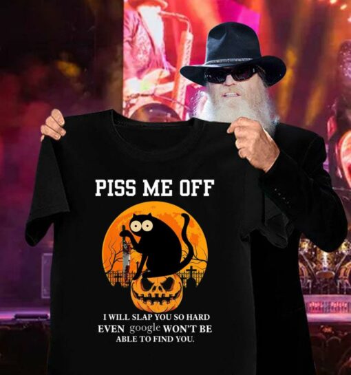 Official Halloween black cat knife piss me off i will slap you so hard even google won't be able to find you shirt 3