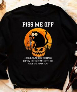Official Halloween black cat knife piss me off i will slap you so hard even google won't be able to find you shirt 7