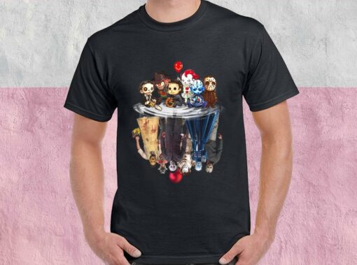 Horror Movie Chibi Character Water Reflection Halloween Shirt, Halloween Horror 2021 Shirt, Horror Halloween For Men Shirt 1