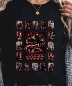 Awesome Horror Movies Characters This Is My Halloween Watching Movie Blanket Signatures Shirt 5