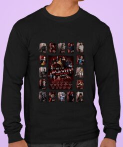 Awesome Horror Movies Characters This Is My Halloween Watching Movie Blanket Signatures Shirt 6