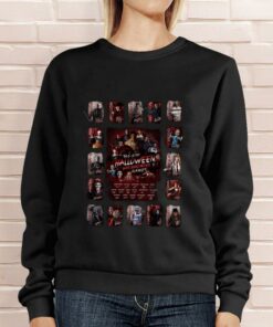 Awesome Horror Movies Characters This Is My Halloween Watching Movie Blanket Signatures Shirt 7