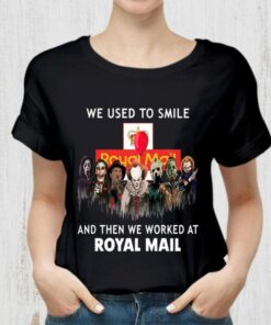 Original Horror We Used To Smile And Then We Worked At Royal Mail Shirt, Michael Myers, Jason Voorhees, Freddy Krueger, Pennywise, Chucky 5