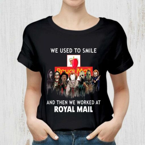 Original Horror We Used To Smile And Then We Worked At Royal Mail Shirt, Michael Myers, Jason Voorhees, Freddy Krueger, Pennywise, Chucky 2