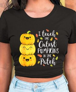 I Teach The Cutest Pumpkins In The Patch Shirt, Halloween Teacher Shirt, Cutest Li'l Pumpkins In The Patch Dark For Men Shirt 5