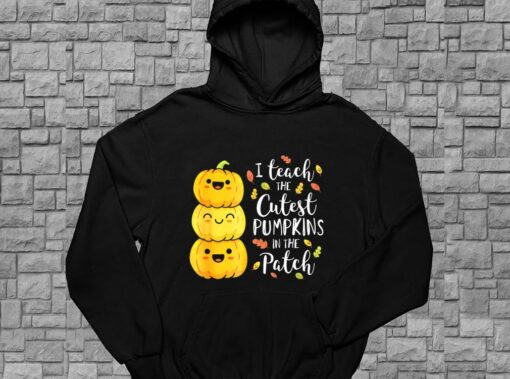 I Teach The Cutest Pumpkins In The Patch Shirt, Halloween Teacher Shirt, Cutest Li'l Pumpkins In The Patch Dark For Men Shirt 4