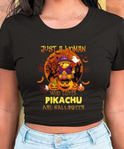 Just A Woman Who Loves Pikachu And Halloween Shirt, Pikachu Halloween For Men Shirt 5
