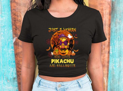 Just A Woman Who Loves Pikachu And Halloween Shirt, Pikachu Halloween For Men Shirt 2