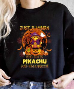 Just A Woman Who Loves Pikachu And Halloween Shirt, Pikachu Halloween For Men Shirt 6