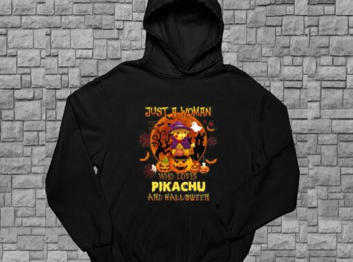 Just A Woman Who Loves Pikachu And Halloween Shirt, Pikachu Halloween For Men Shirt 4