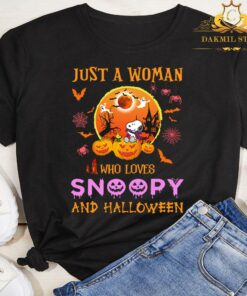 Just A Woman Who Loves Snoopy And Halloween Shirt,Halloween Gift shirt ,Pumpkin Shirt, Disney Halloween Shirts, Snoopy Cartoon Chibi Art Halloween Party, 5