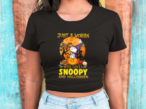 Just A Woman Who Loves Snoopy And Halloween Shirt, Just A Girl Who Loves Snoopy Halloween For Men Shirt 2