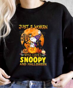 Just A Woman Who Loves Snoopy And Halloween Shirt, Just A Girl Who Loves Snoopy Halloween For Men Shirt 6