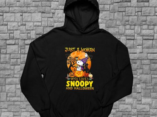 Just A Woman Who Loves Snoopy And Halloween Shirt, Just A Girl Who Loves Snoopy Halloween For Men Shirt 4