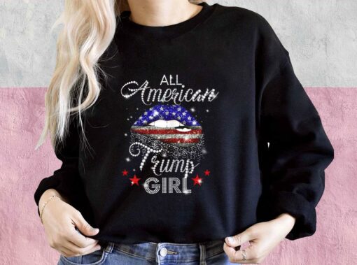 Lip All American Trump Girl Usa Flag Shirt, All American Trump Girl Shirt, Trump Girl Usa Flag For Men Shirt 3