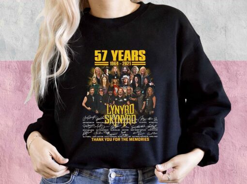 Lynyrd Skynyrd Shirt, 57 Years 1964 2021 Lynyrd Skynyrd Thank You For The Memories Shirt, Rock Band Lynyrd Skynyrd For Men Shirt 3