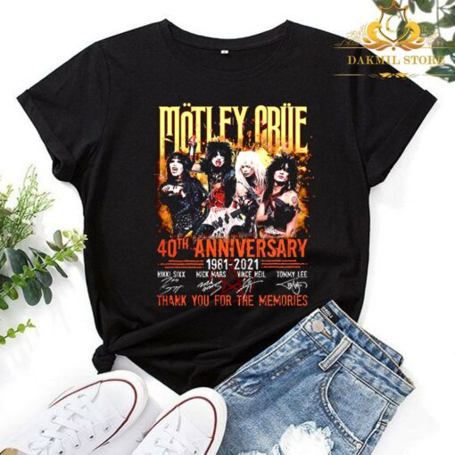 Motley crue 40th anniversary 1981 2021 thank you for the memories signatures shirt 1