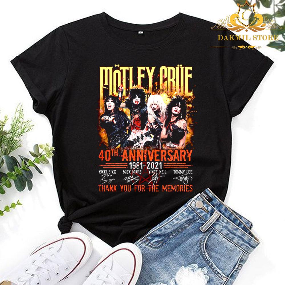 Motley crue 40th anniversary 1981 2021 thank you for the memories signatures shirt
