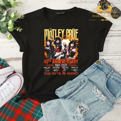 Motley crue 40th anniversary 1981 2021 thank you for the memories signatures shirt 2