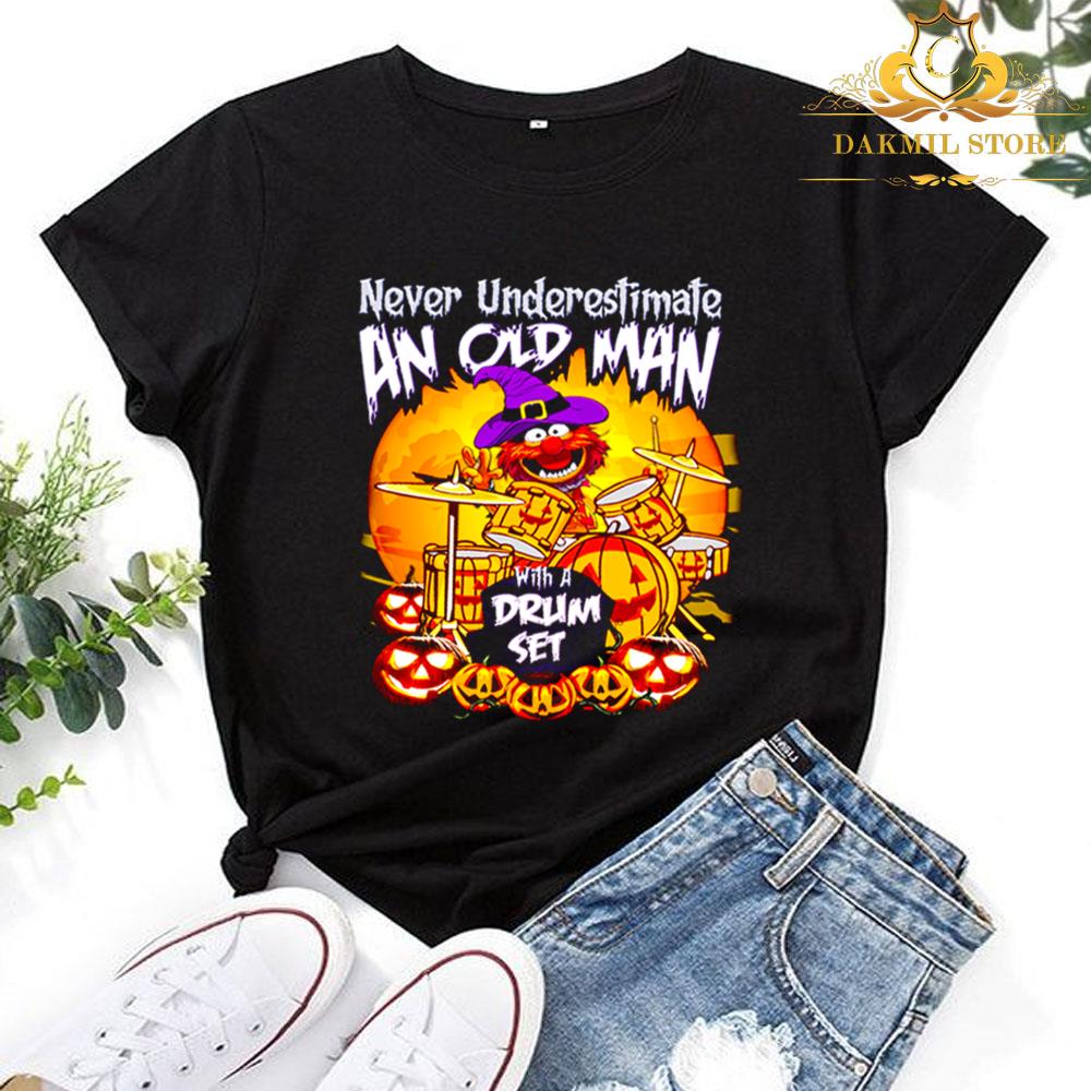 Never Underestimate An Old Man Wilh A Drum Set Halloween Shirt