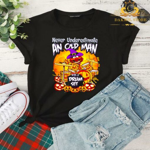 Never Underestimate An Old Man Wilh A Drum Set Halloween Shirt 2