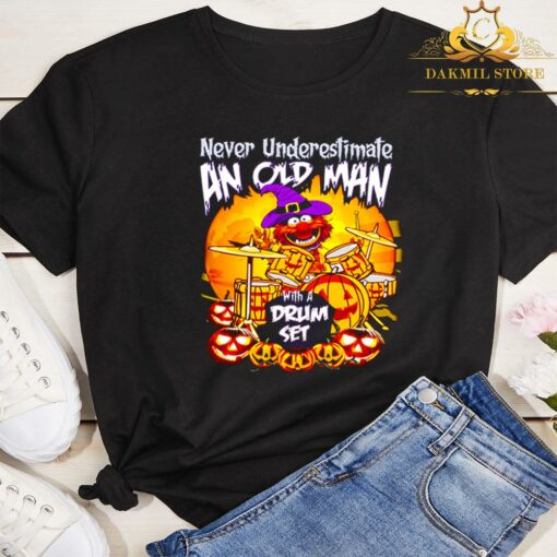 Never Underestimate An Old Man Wilh A Drum Set Halloween Shirt 3