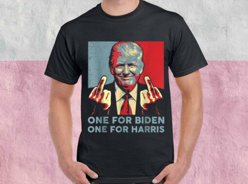 One For Biden One For Harris Trump Middle Finger Biden Harris Republican Shirt, Trump Middle Finger For Men Shirt 1