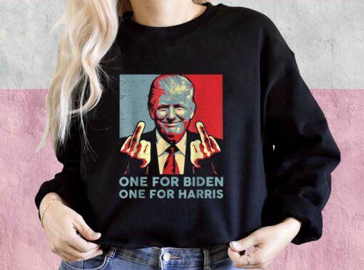One For Biden One For Harris Trump Middle Finger Biden Harris Republican Shirt, Trump Middle Finger For Men Shirt 3