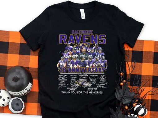 Original Baltimore Ravens 26Th Anniversary 1996 2022 Thank You For The Memories Shirt, Baltimore Ravens 26Th Anniversary Shirt 1