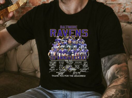 Original Baltimore Ravens 26Th Anniversary 1996 2022 Thank You For The Memories Shirt, Baltimore Ravens 26Th Anniversary Shirt 4