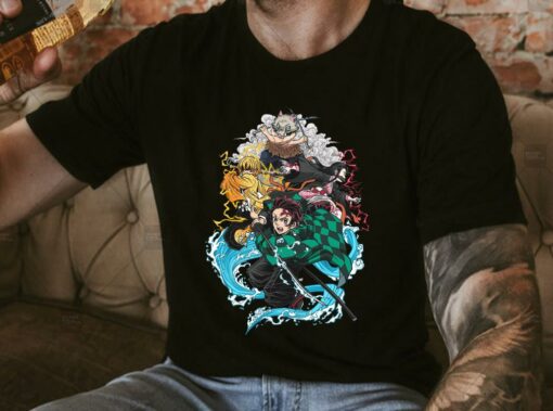 Original Demon Slayer Kimetsu no Yaiba Shirt, Tanjiro Kamado and Friends Shirt, Demon Slayer Character Shirt 4