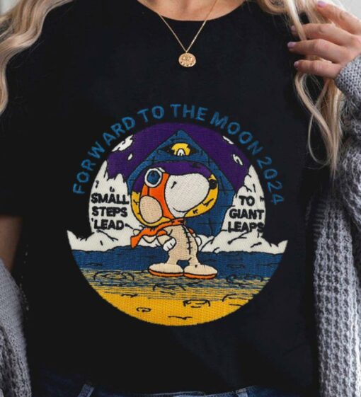 Official Peanuts Snoopy Forward To The Moon 2024 Small Steps Lead To Giant Leaps Shirt 2